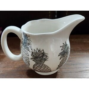 VTG Signature Housewares Pineapple Black &‎ White Creamer Stoneware